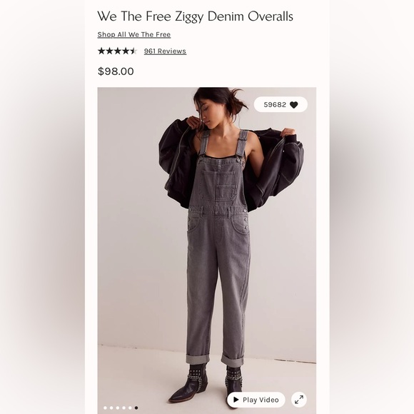 FREE PEOPLE We The Free Ziggy Denim Overalls NWOT - Picture 8 of 8